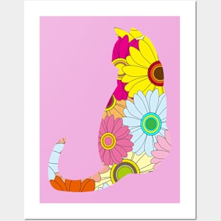 Peace Flower Cat Posters and Art